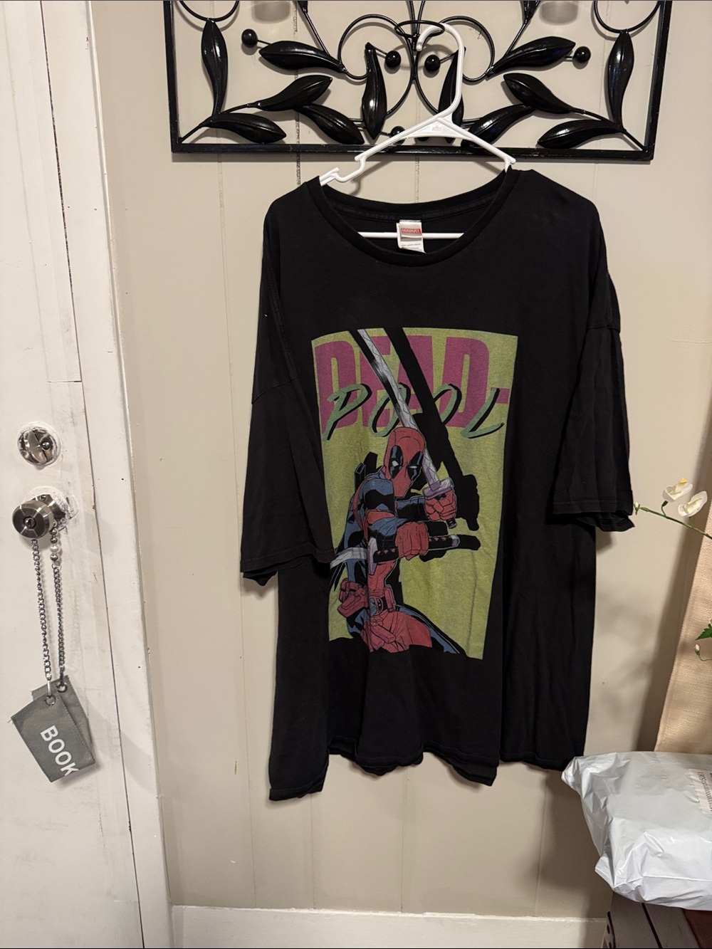 Marvel Deadpool Graphic Black T-Shirt with Red and Green Print